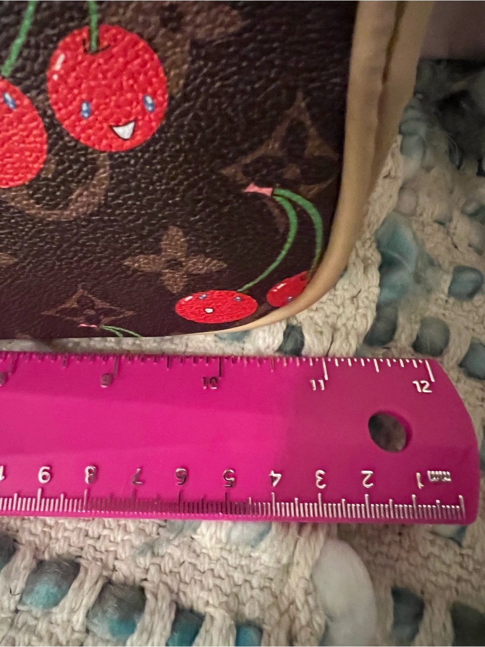 Brown Cherry-Print Crossbody Bag with Cream Trim - Picture 7 of 10